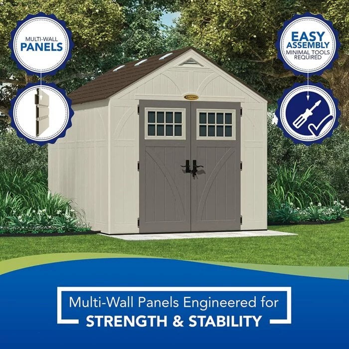 Suncast Tremont 8-ft x 10-ft Resin Outdoor Storage Shed with Skylights and Floor Included