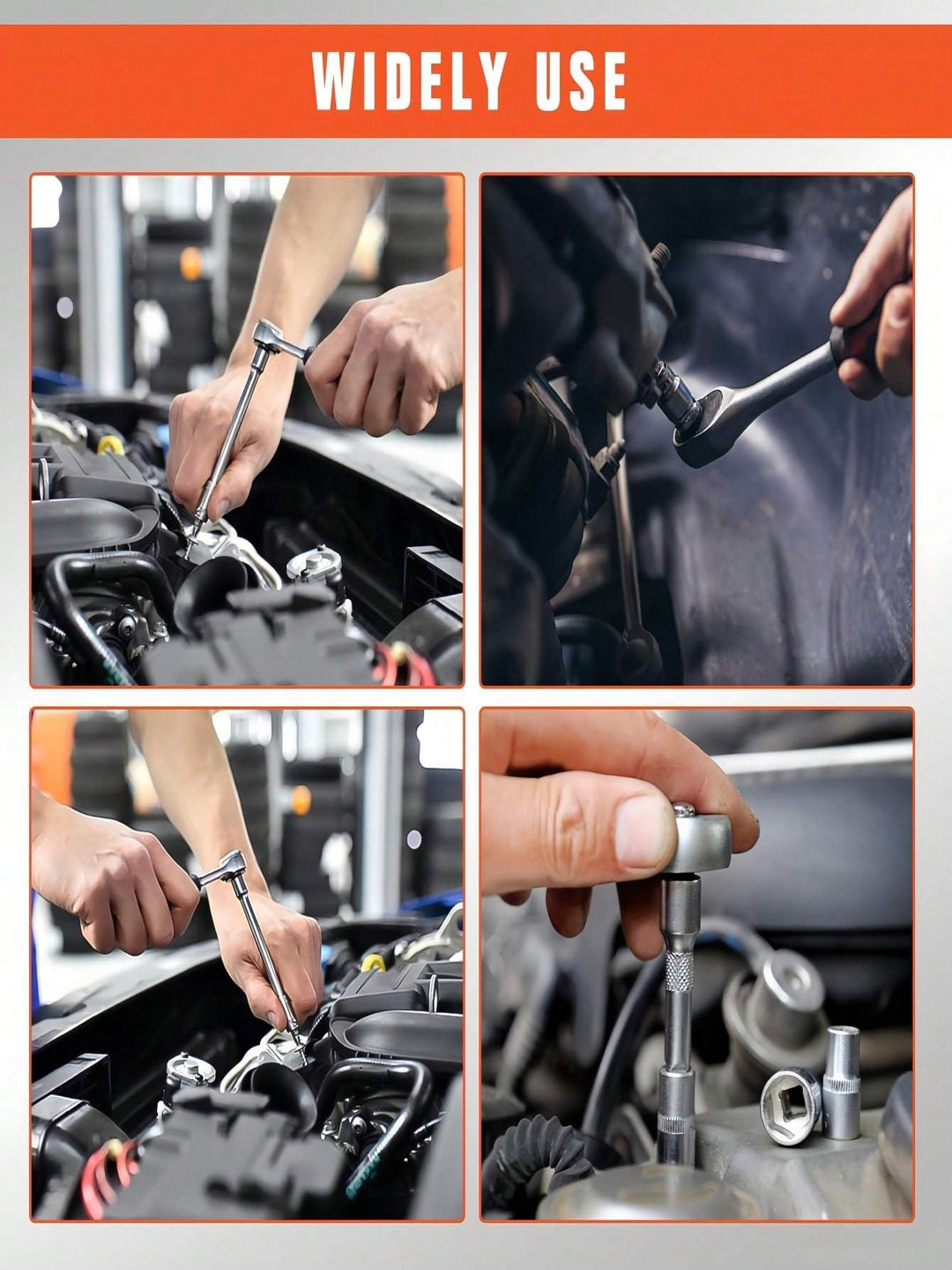 Part-driven Socket Claw Ratchet Wrench Tool Set, With Drill Socket Set, Metric And Extension Rods, For Auto Repair And Home Use