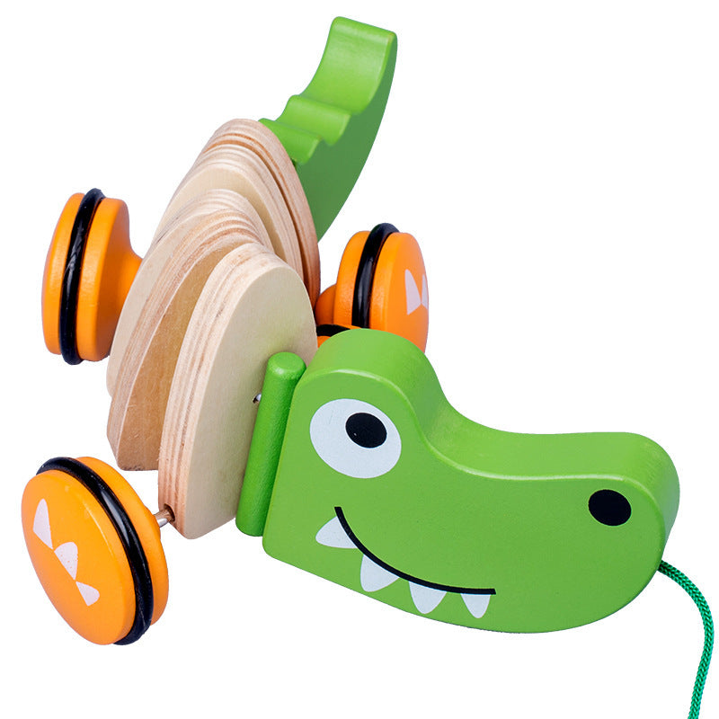 Napxon wooden Animal Puppy Crocodile Trailer Children's Cartoon Parent-child Toddler Car Baby 3-6 Years Old Educational Toys