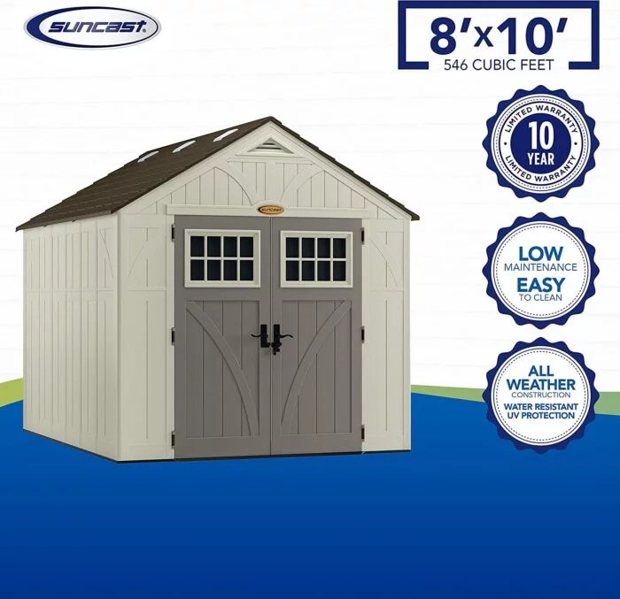 Suncast Tremont 8-ft x 10-ft Resin Outdoor Storage Shed with Skylights and Floor Included