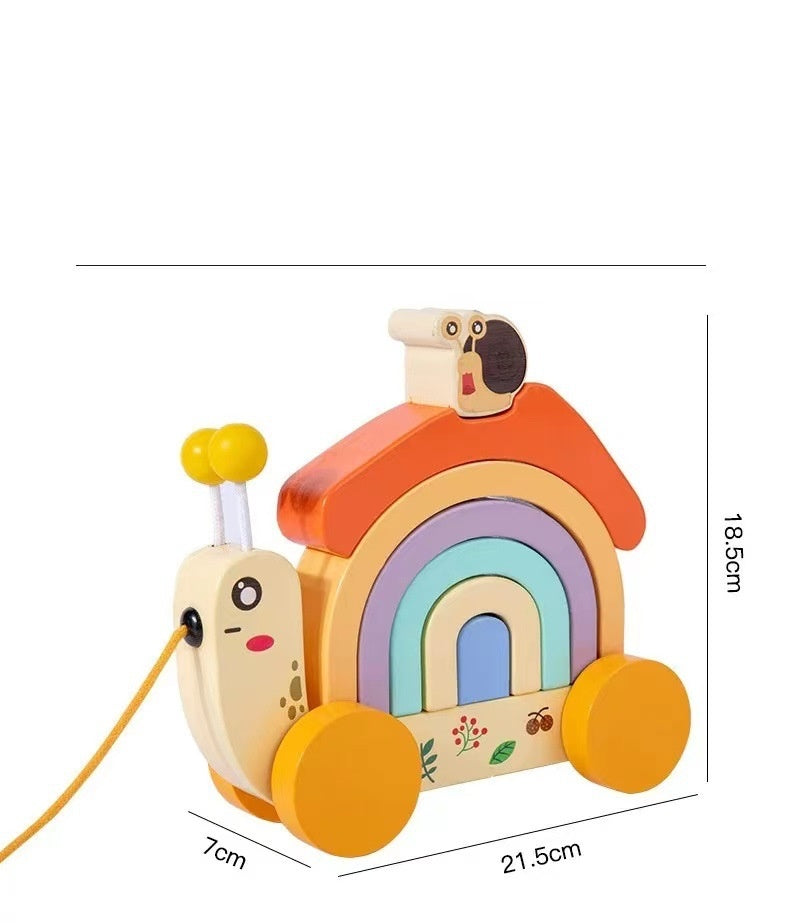 Napxon wooden Animal Puppy Crocodile Trailer Children's Cartoon Parent-child Toddler Car Baby 3-6 Years Old Educational Toys