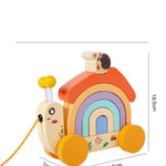 Napxon wooden Animal Puppy Crocodile Trailer Children's Cartoon Parent-child Toddler Car Baby 3-6 Years Old Educational Toys