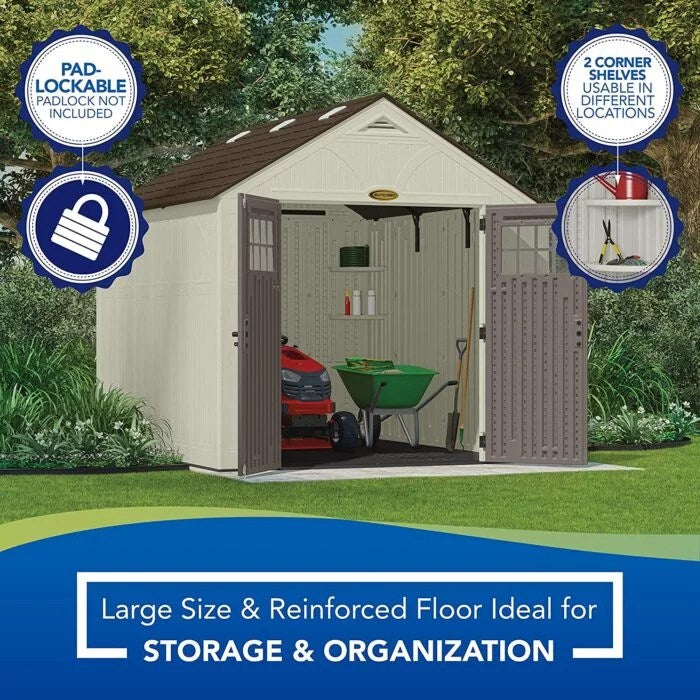 Suncast Tremont 8-ft x 10-ft Resin Outdoor Storage Shed with Skylights and Floor Included