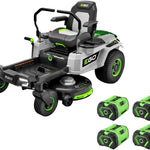EGO Power+ Electric Riding Lawn Mower, 42" Deck with Zero Turn Radius, Includes (4) 56V 10.0Ah Batteries and Charger ZT4204L