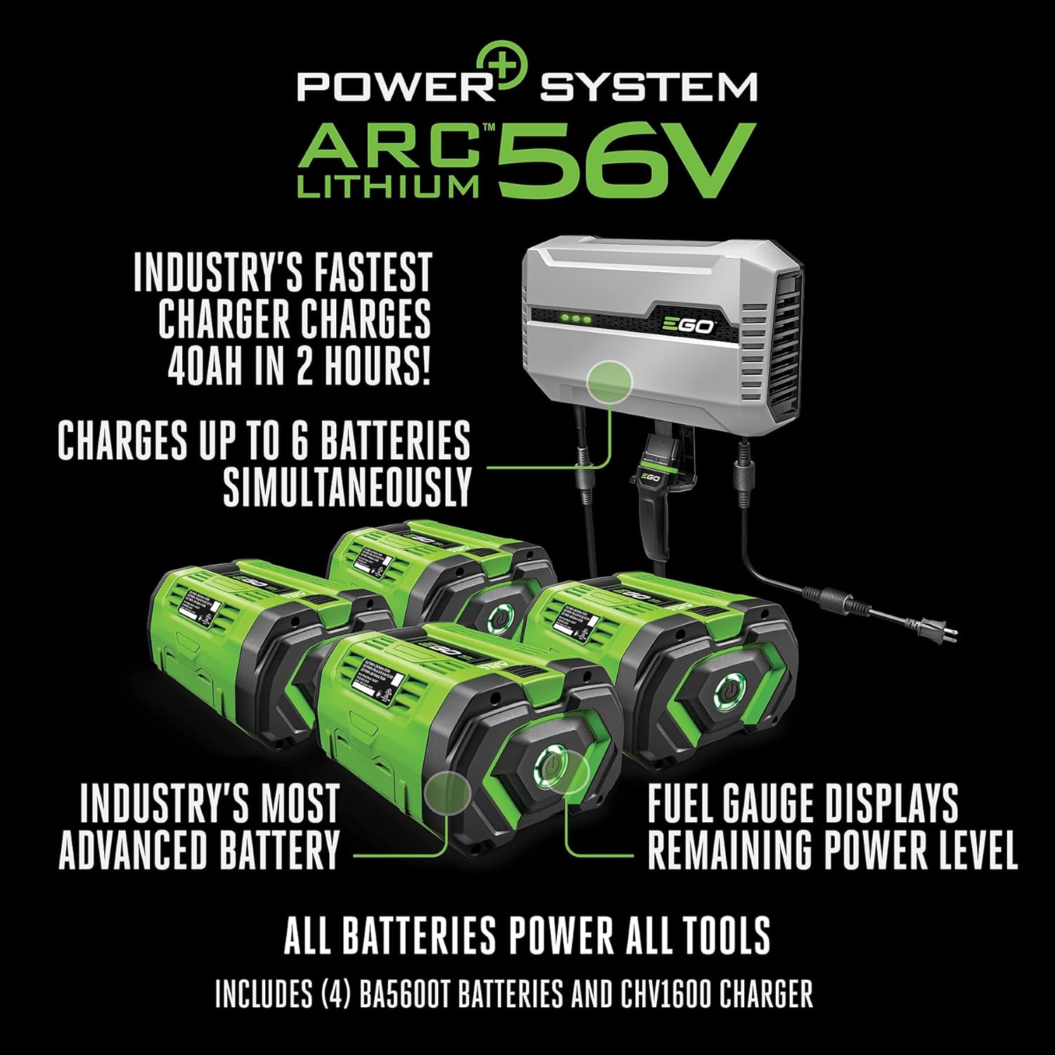 EGO Power+ Electric Riding Lawn Mower, 42" Deck with Zero Turn Radius, Includes (4) 56V 10.0Ah Batteries and Charger ZT4204L