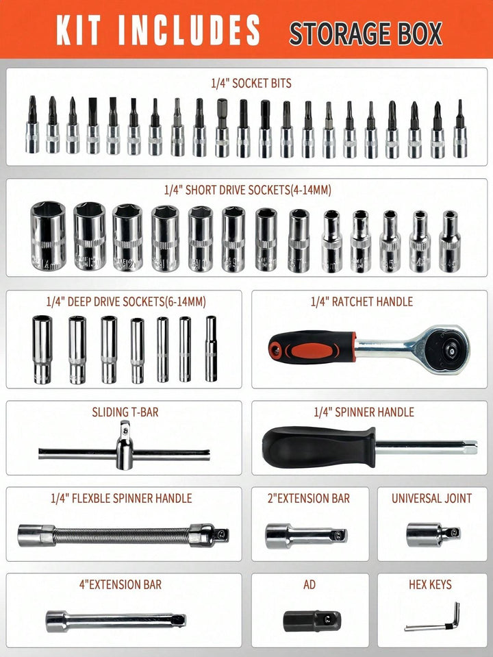 Part-driven Socket Claw Ratchet Wrench Tool Set, With Drill Socket Set, Metric And Extension Rods, For Auto Repair And Home Use