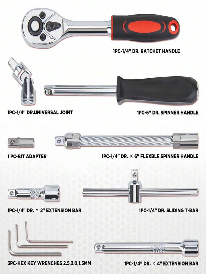 Part-driven Socket Claw Ratchet Wrench Tool Set, With Drill Socket Set, Metric And Extension Rods, For Auto Repair And Home Use